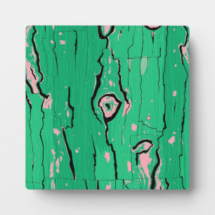 Plaque Photo Bois Néon Vert Pop Art Grain Abstrait Écorce