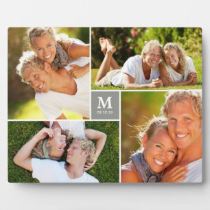Plaque Photo Boîte Grey Monogramme intemporel Mariage Photo Eas