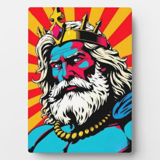 Plaque Photo Bold Pop Art Zeus - Colorful Greek God Illustratio