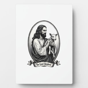 Plaque Photo Bon Pasteur Jésus Gravure Vintage Chemise de Foi
