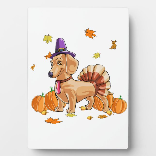 Plaque Photo Bon thanksgiving Dachshund Turquie Costume T Fun (Devant)
