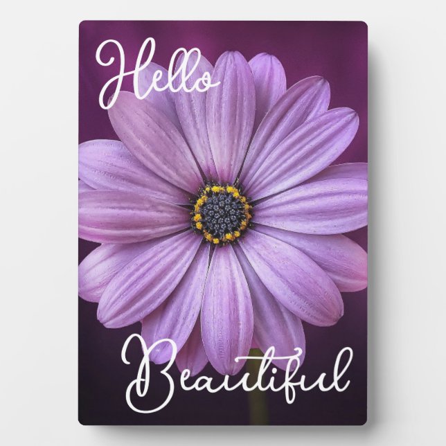 Plaque Photo Bonjour Belle Fleur violette (Devant)