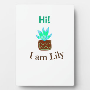 Plaque Photo Bonjour Je suis Lily cactus succulent ajouter nom