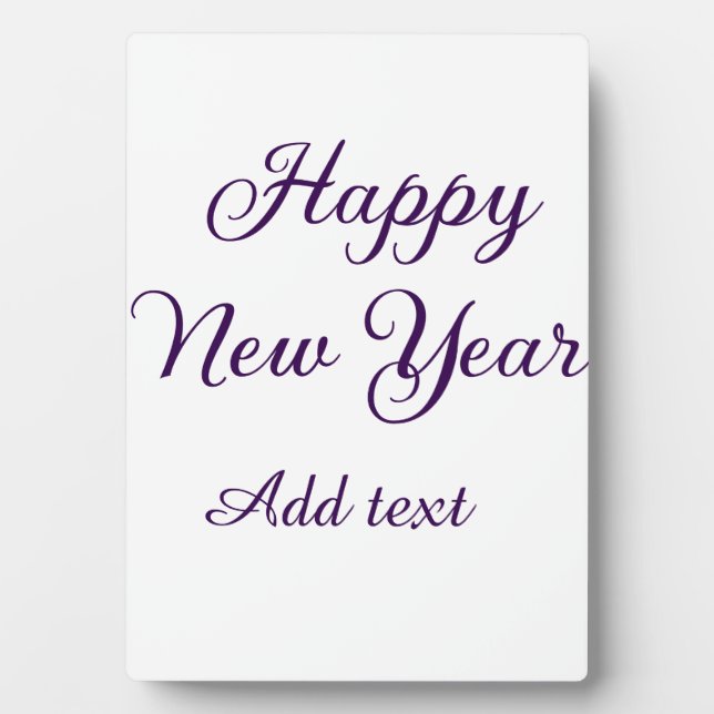 Plaque Photo Bonne année calligraphie violette simple minimalis (Devant)