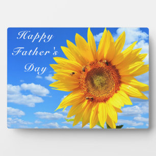Plaque Photo Bonne Fête des pères tournesol et abeilles sur le