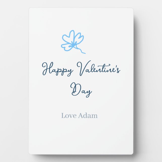 Plaque Photo Bonne Saint-Valentin bleue fleur nom rustique joye (Devant)