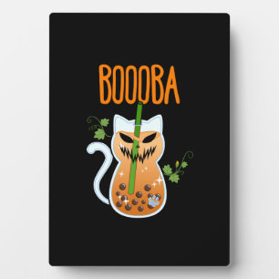 Plaque Photo Boooba Kawaii Boba Boire du thé Amoureux des chats