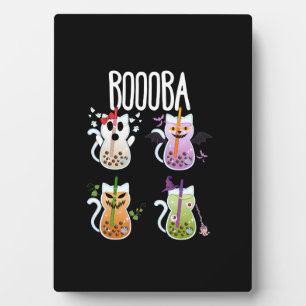 Plaque Photo Boooba Kawaii Boba Boire du thé Amoureux des chats