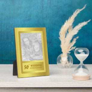 Plaque Photo Bordure d'or 50e anniversaire du Mariage
