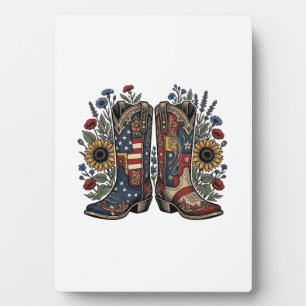 Plaque Photo Bottes de cowboy patriotiques Chemise florale de t