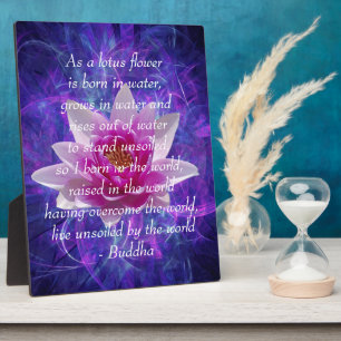 Plaque Photo Bouddha citation Lotus flower