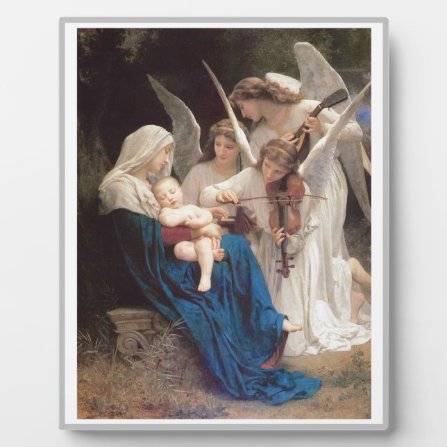 Plaque Photo Bougereau Vierge aux Anges Art chrétien (Devant)