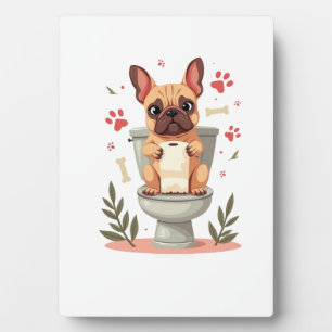 Plaque Photo Bouledogue français en colère vintage tenant du pa