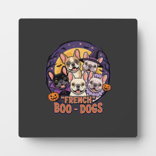 Plaque Photo Bouledogue français Halloween Boo Dogs Vector