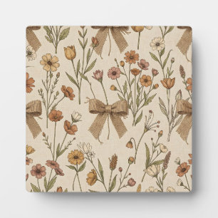 Plaque Photo Bouquet de fleurs sauvages rustique avec noeuds en