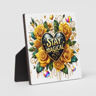 Plaque Photo Bouquet enchanteur de Roses d'or et de coeur