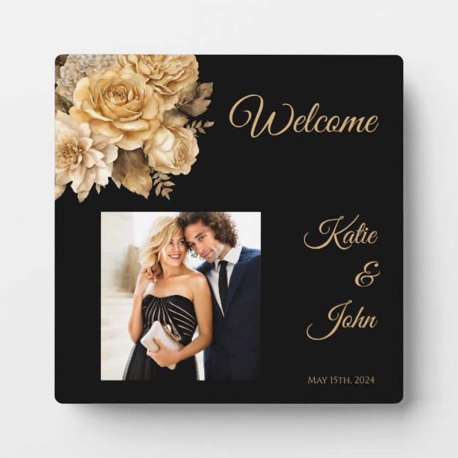 Plaque Photo Bouquet-Mariage de fleurs neutres (Devant)