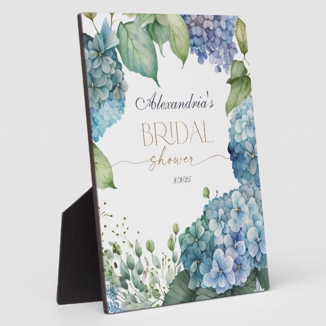 Plaque Photo Bouquets de Mariage Personnalisés Hydrangeas Bleus (Côté)
