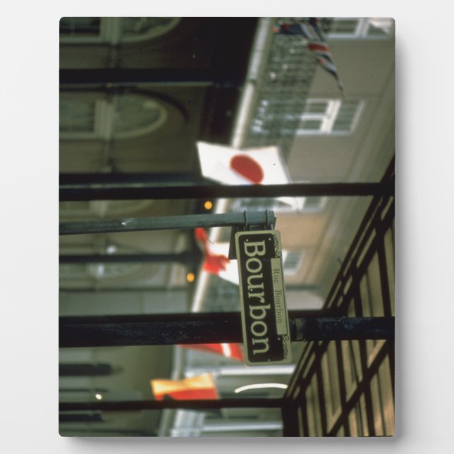 Plaque Photo Bourbon Street Sign à la Nouvelle-Orléans (Devant)