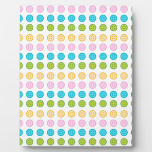 Plaque Photo Bouton bleu rose jaune motif accessoires tendance