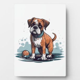 Plaque Photo Boxer PupArt Design - Dessin de chien amusant