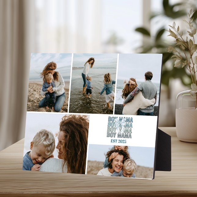 Plaque Photo Boy Mama Custom Photo Collage (Créateur téléchargé)