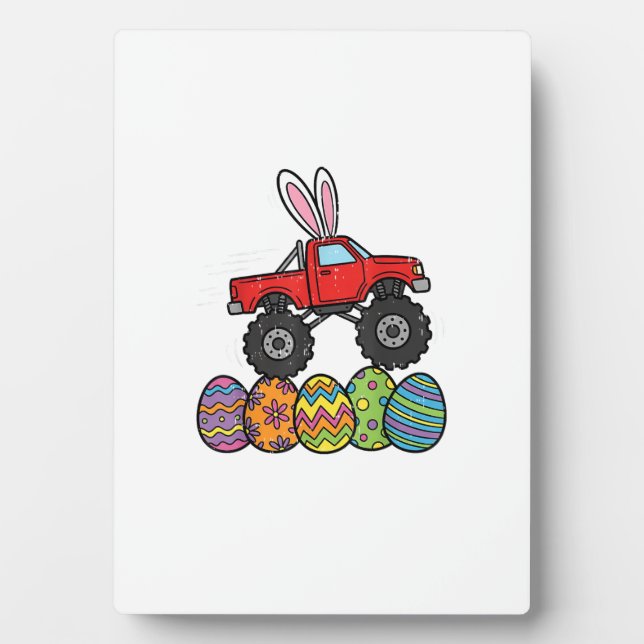 Plaque Photo Boys Easter Monster Truck Happy Easter Day Eggs To (Devant)