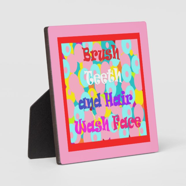 Plaque Photo Bracelet dents cheveux laver visage amusant enfant (Recto)