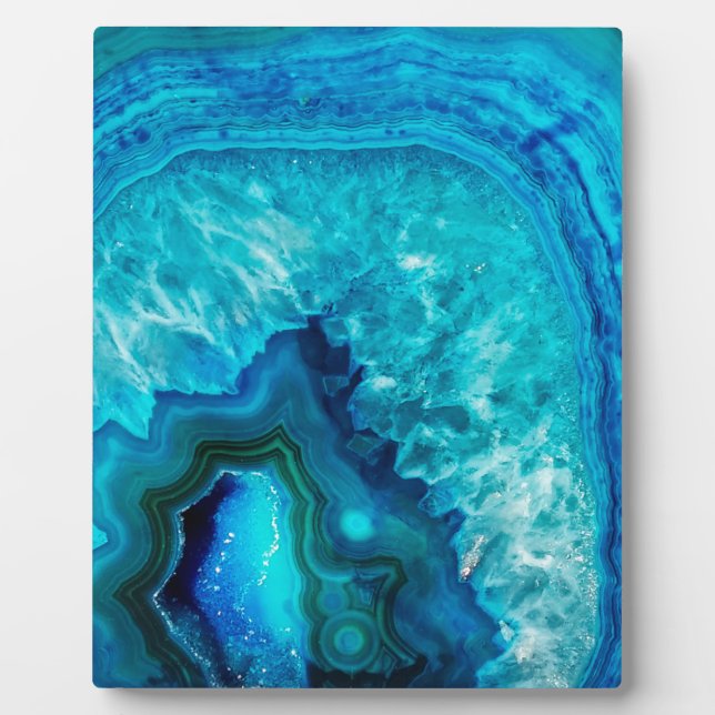 Plaque Photo Bright Aqua Blue Turquoise Geode Mineral Stone (Devant)