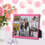 Plaque Photo Bright Dark Pink White Text Sisters Photo Collage<br><div class="desc">Heartfelt gift for your sister or sisters, upload photos of your favorite memories and celebrate the one person who has always been by your side. Dark Pink background can be adjusted to a different color. Keep the good memories close by, as a reminder of the amazing people in our lives....</div>