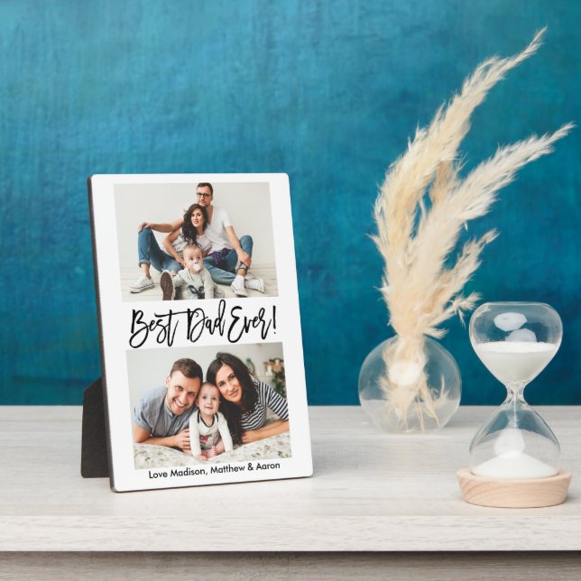 Plaque Photo Brochure moderne Script Best Papa Ever 2 Photo (Côté)