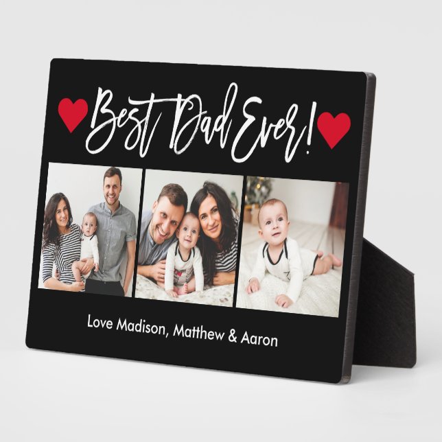 Plaque Photo Brosse moderne Coeurs de script 3 Photos Meilleur  (Côté)