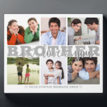 Plaque Photo BROTHER I Love You 6 Photo Collage Gray 8x10<br><div class="desc">Create a keepsake photo collage 8x10 display for a brother with 6 pictures, the title BROTHER in editable silver gray with a modern handwritten script and hearts typography I LOVE YOU design overlay and personalized with your custom text. PHOTO TIP: For fastest/best results, choose a photo with the subject in...</div>
