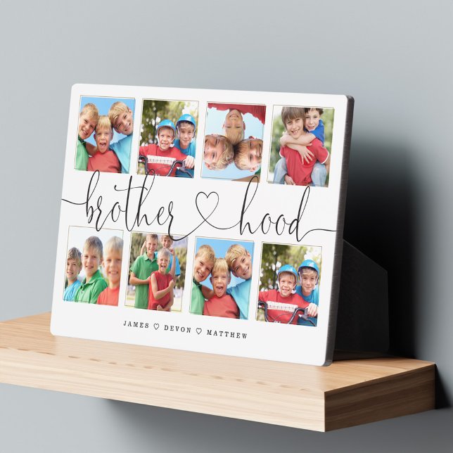 Plaque Photo Brotherhood Script Cadeau Pour Frères Photo Collag (Brotherhood Script Gift For Brothers Photo Collage Plaque)