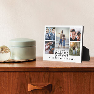 Plaque Photo Brothers Make the Best Friends Photo Collage Blanc