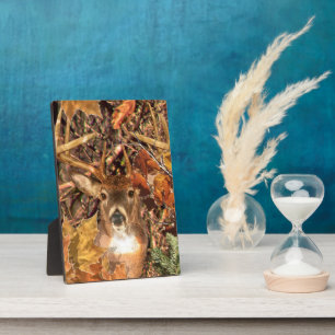 Plaque Photo Buck in Camo White Tail Deer
