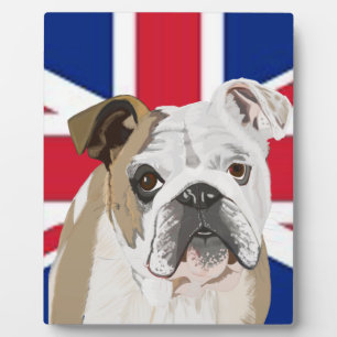 Plaque Photo Bulldog anglais contre une Union Jack