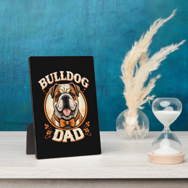 Plaque Photo Bulldog Dad – Cute Vintage Bulldog Father’s Day (Côté)