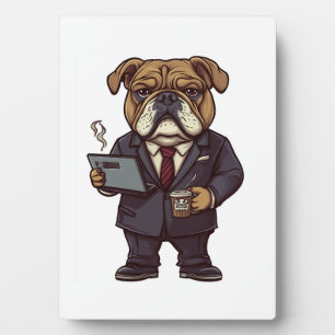 Plaque Photo Bulldog d'Affaires � Chien de Bureau Drôle