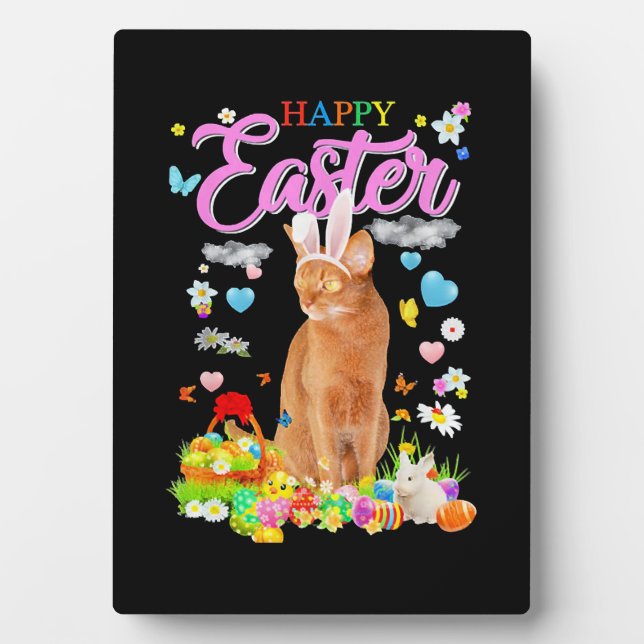 Plaque Photo Bunny Abyssinian Chat Happy Pâques (Devant)