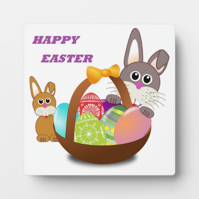 PLAQUE PHOTO BUNNY "HAPPY EASTER" (Devant)