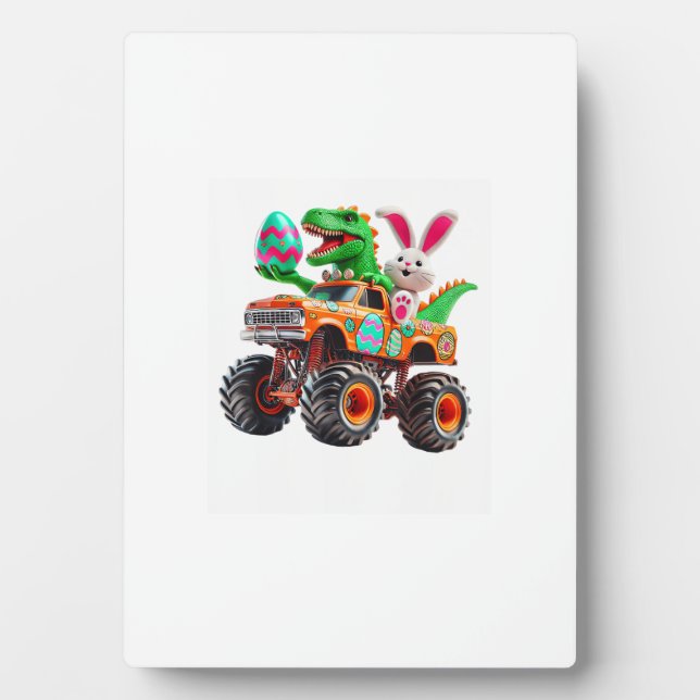 Plaque Photo Bunny T-rex Easter Monster Truck Dino Funny Boys K (Devant)