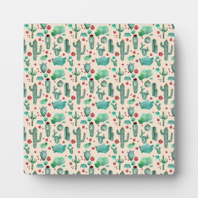 Plaque Photo cactus and ladybug pattern - beige background (Devant)
