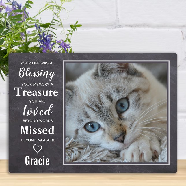 Plaque Photo Cadeau à la mémoire d'un chat - Cadeau de sympathi (Créateur téléchargé)