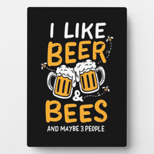 Plaque Photo Cadeau apiculteur J'Aime La Bière Et Les Abeille