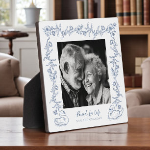 Plaque Photo Cadeau d'amour Cygne à fleurs bleues pour Nan gran