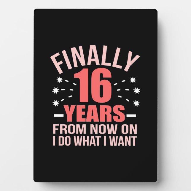 Plaque Photo Cadeau d'anniversaire | Enfin 16 Ans (Devant)