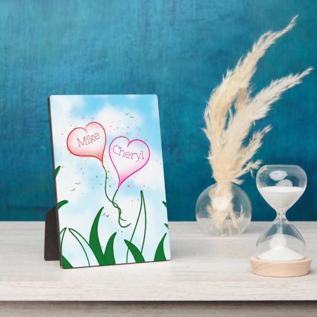 Plaque Photo Cadeau d'art personnalisé avec des noms de couples (Côté)