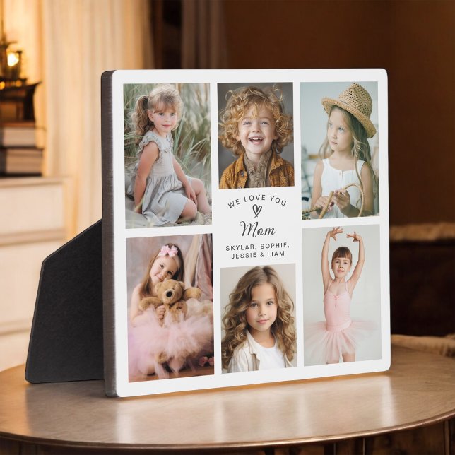 Plaque Photo Cadeau de Collage de Photos Souvenir 'Nous t'aimon (Personalize with 6 favorite photos for a custom gift for Mom!)