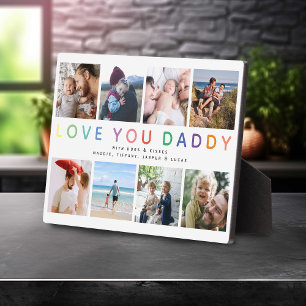 Plaque Photo Cadeau de collage photo 'JE T'AIME PAPA' arc-en-ci